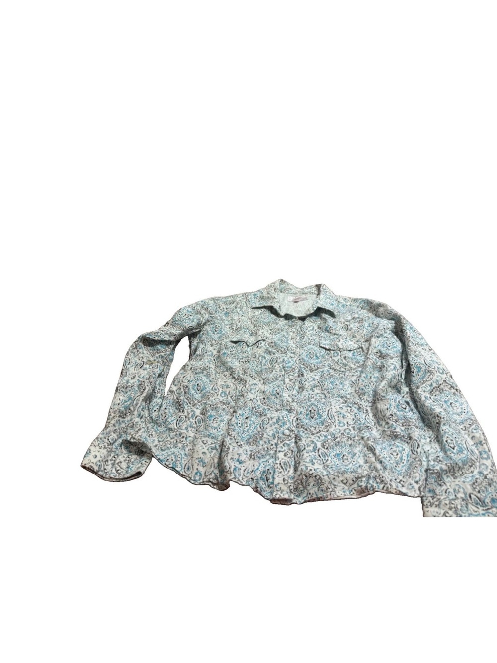 Panhandle Women’s Blue Pearl Button Long Sleeve Western Shirt! Large